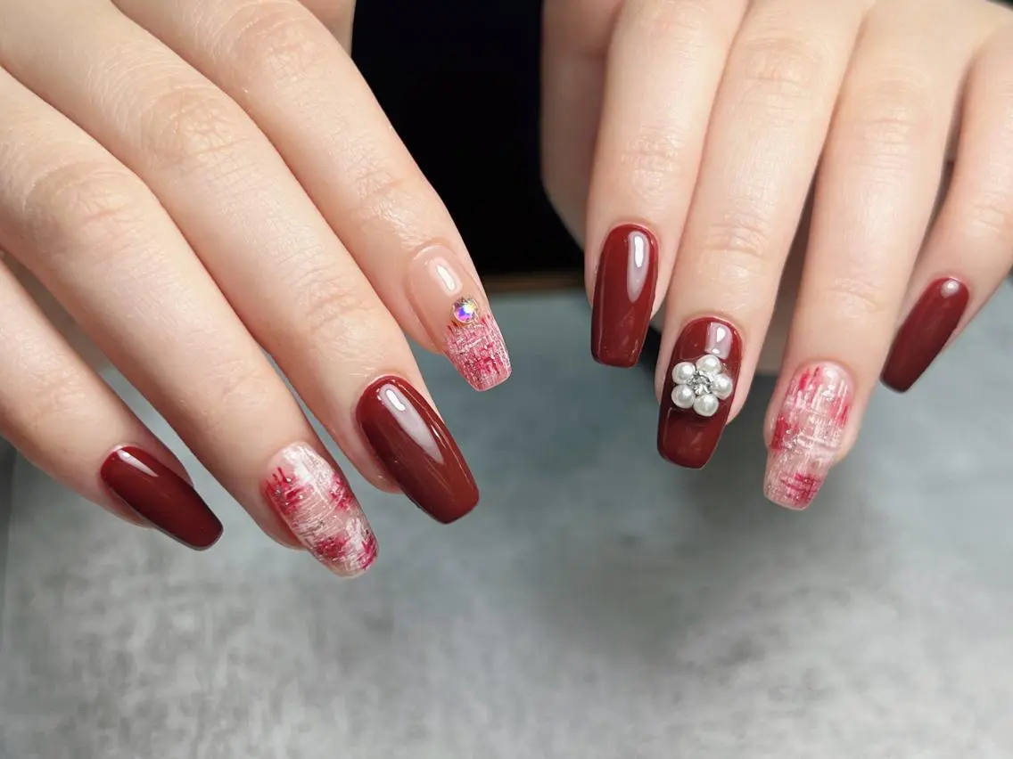 ネイル ツイードネイル ハンドネイル lucky nail 歌舞伎町のネイルデザイン