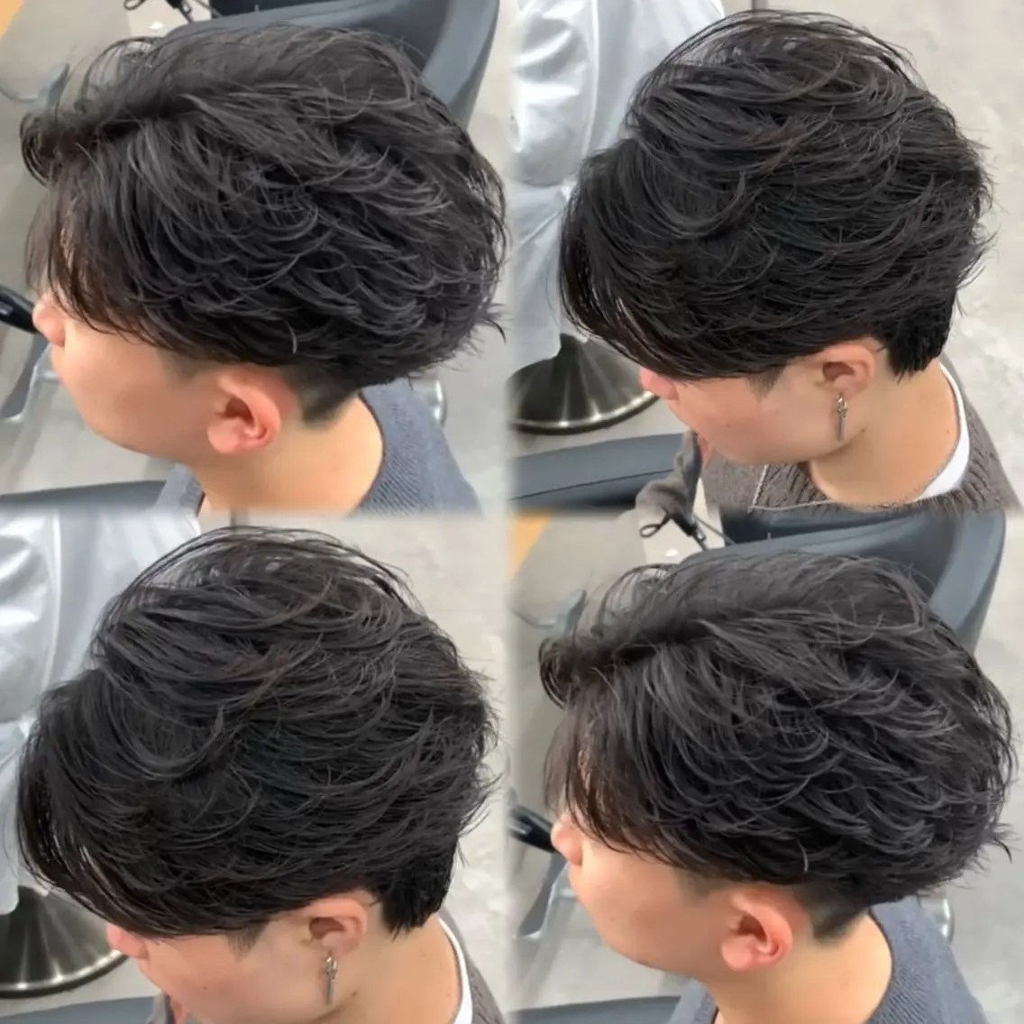 ミディアム パーマ ヘアアレンジ メンズ ミディアムパーマ フェザーパーマ メンズパーマ ニュアンスパーマ カット パーマ トリートメント ヘッドスパ ヘアセット メンズフェザーパーマ 💫曲がる縮毛矯正のヘアスタイル