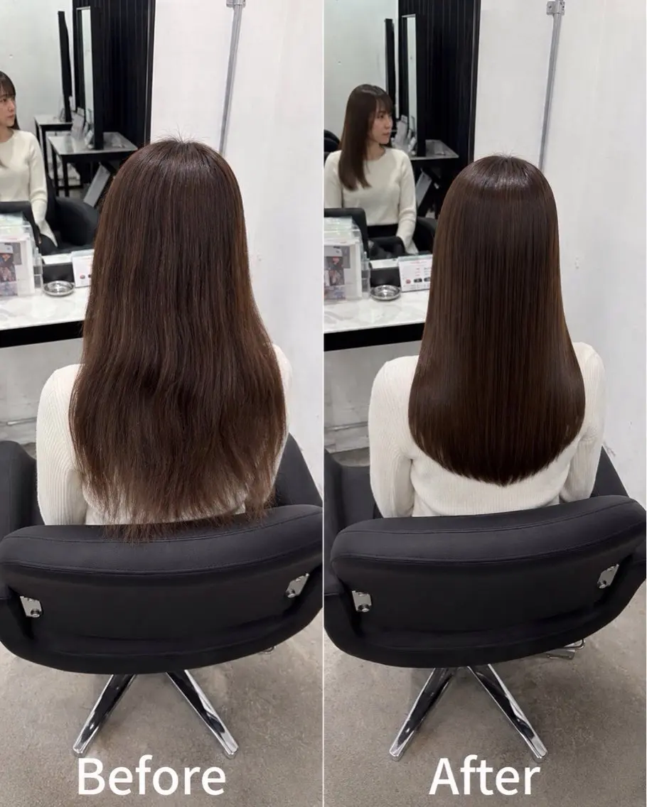 ロング カット 縮毛矯正 pia 薬院のヘアスタイル