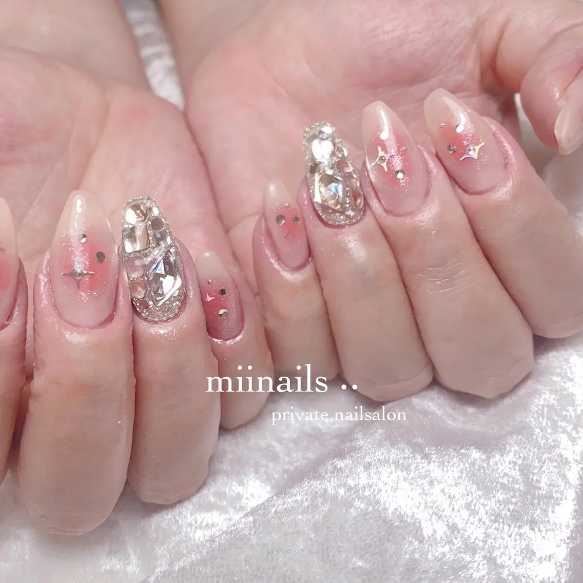 ネイル フレンチネイル 韓国ネイル ワンホンネイル ハンドネイル nailsalon miinailsのネイルデザイン