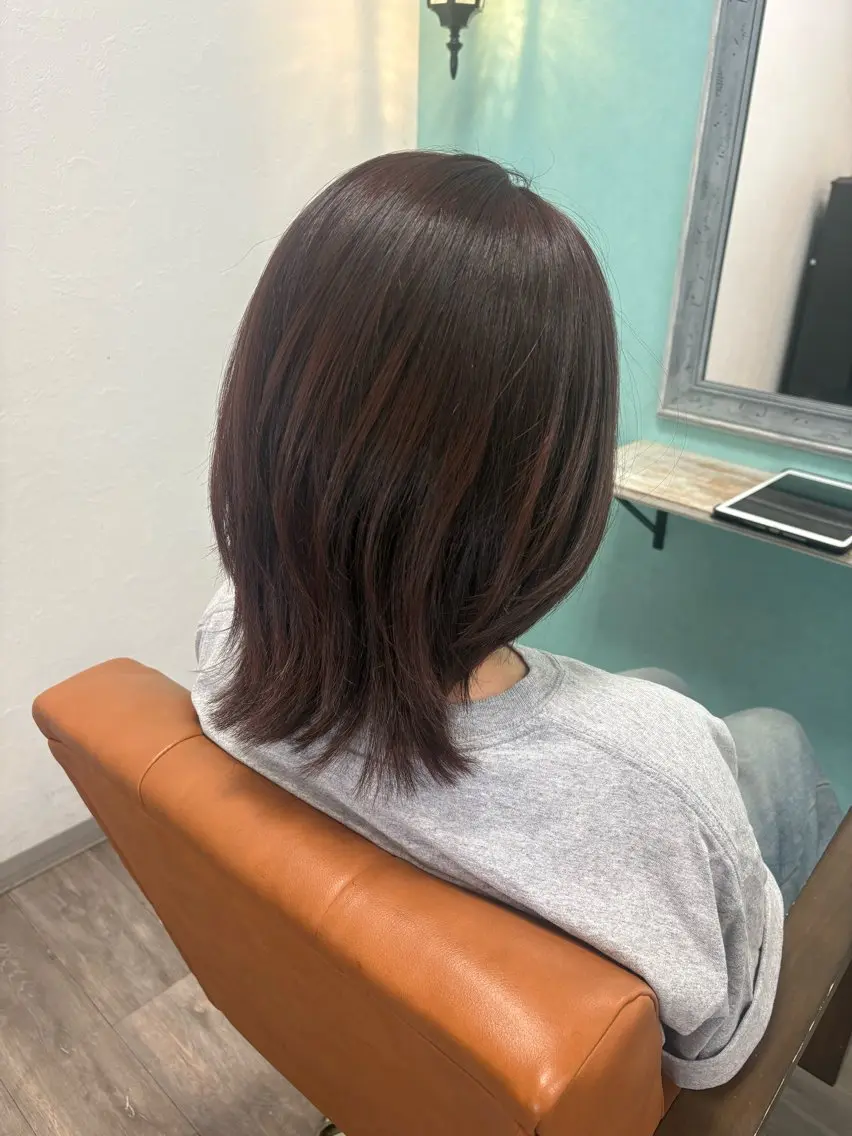 ミディアム カラー ブラウンカラー ピンクカラー ピンクブラウン ERII /伏見 カットモデル募集中!のヘアスタイル