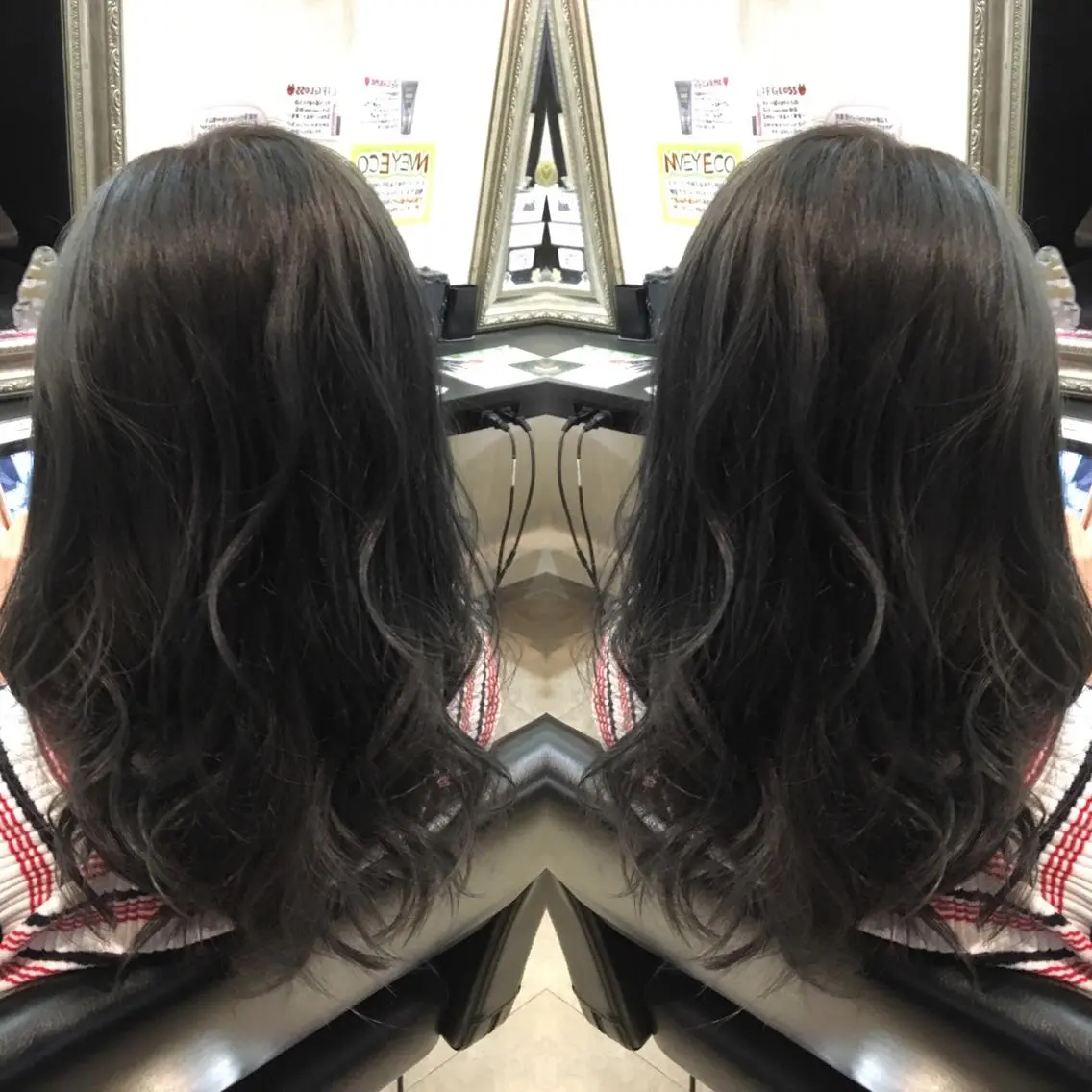 ロング カラー アッシュ ダークアッシュ 💓シールエクステ ルミエールのヘアスタイル
