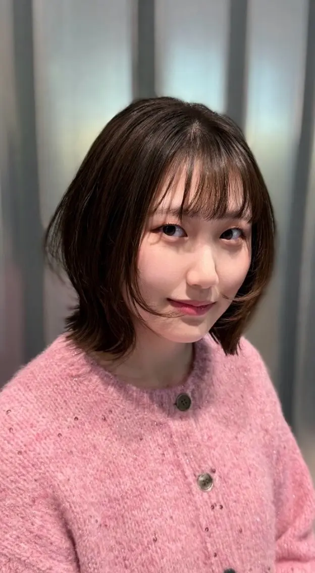 ミディアム カラー ヘアカラー トリートメント 韓国風レイヤー/ 艶カラー竹内貫のヘアスタイル