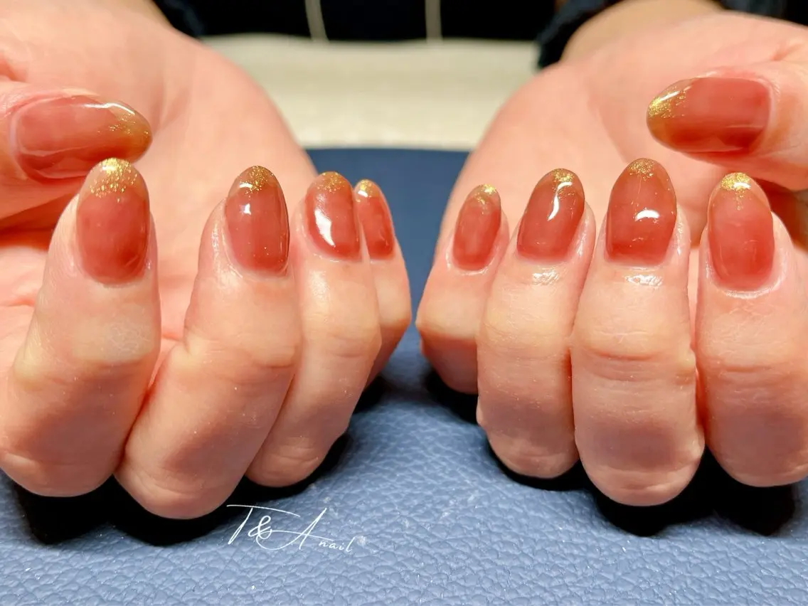 ネイル クリアネイル ジェルネイル ラメ(グリッター) ニュアンスネイル ワンカラーネイル T&A nailのネイルデザイン