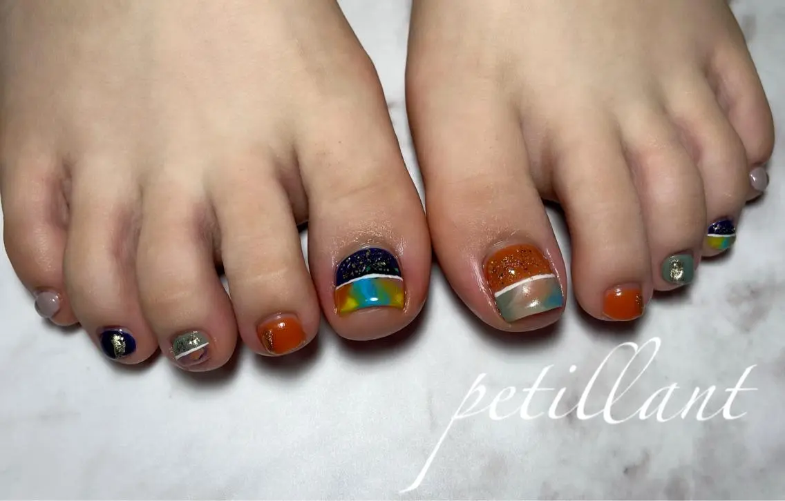 ネイル フットネイル ニュアンスネイル フットネイル nail salon petillantのネイルデザイン