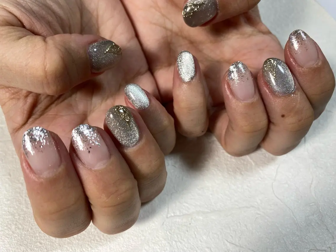 ネイル オーロラネイル フットネイル フレンチネイル ジェルネイル 韓国ネイル ハンドネイル kiki nail たまプラーザのネイルデザイン