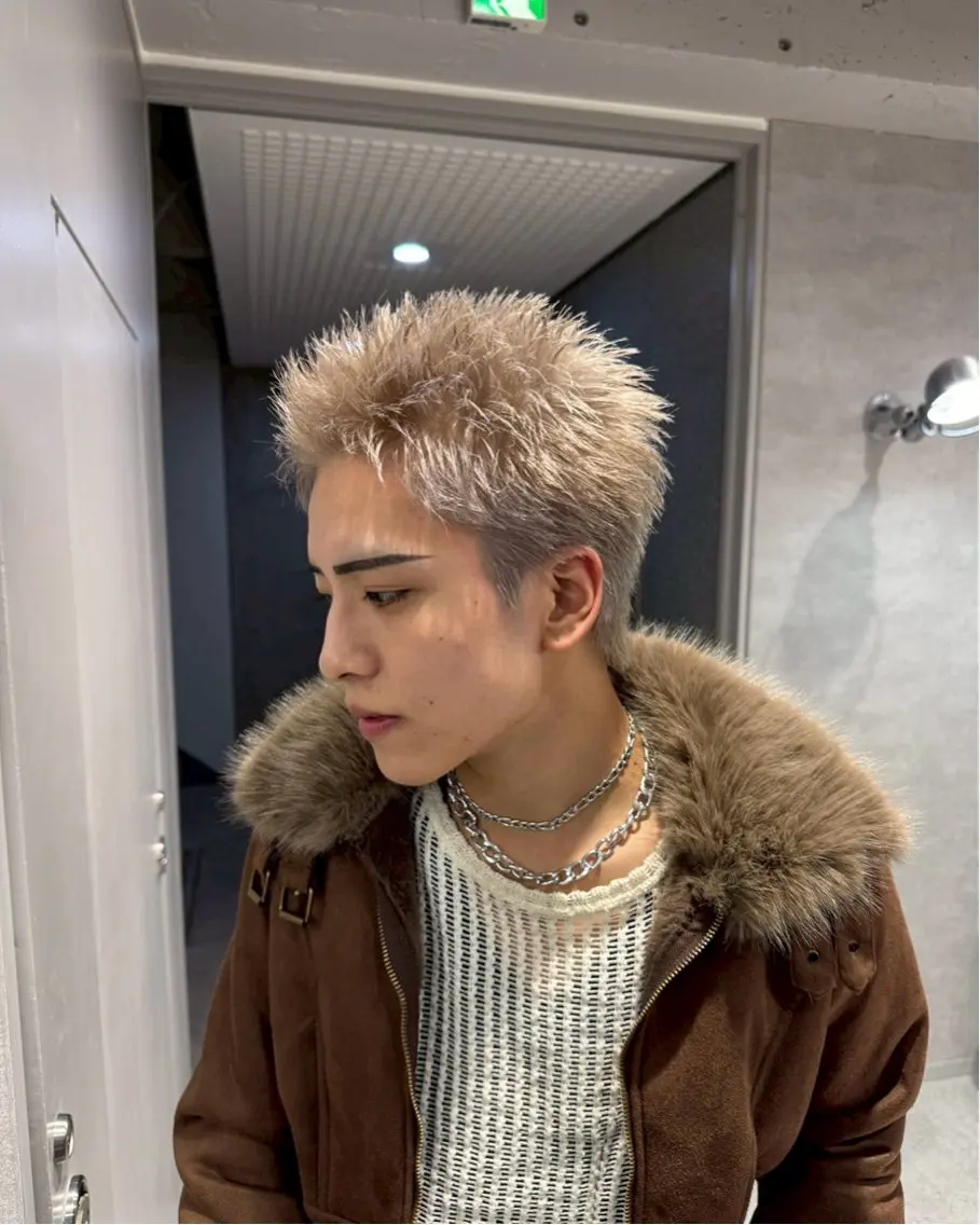 ショート カラー パーマ ヘアアレンジ メンズ キッズ メンズハイトーン メンズパーマ ハイトーンカラー メンズ特化/カラー /せなのヘアスタイル