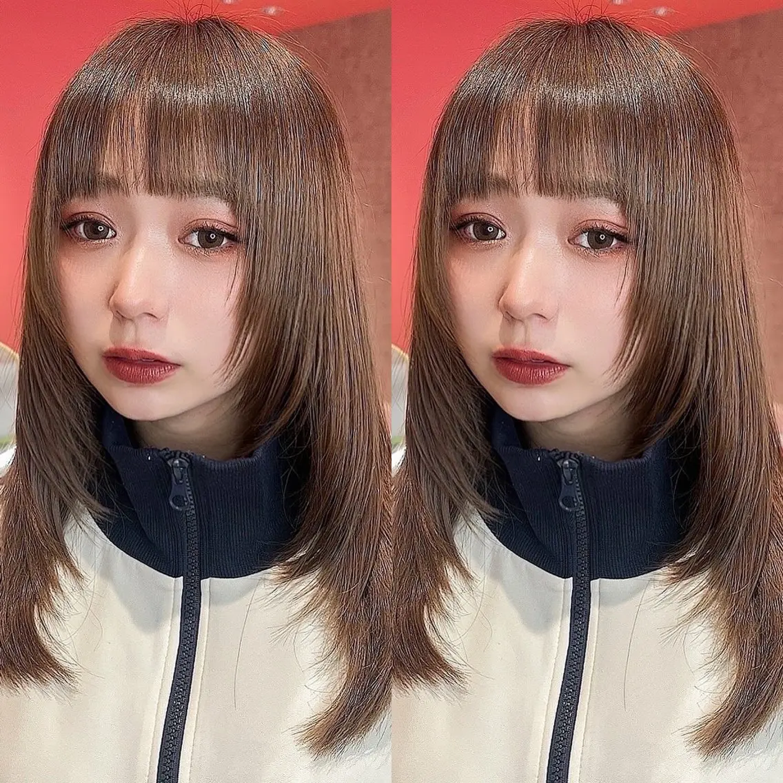ミディアム カラー 山崎/ボブ縮毛矯正 レイヤー髪質改善のヘアスタイル