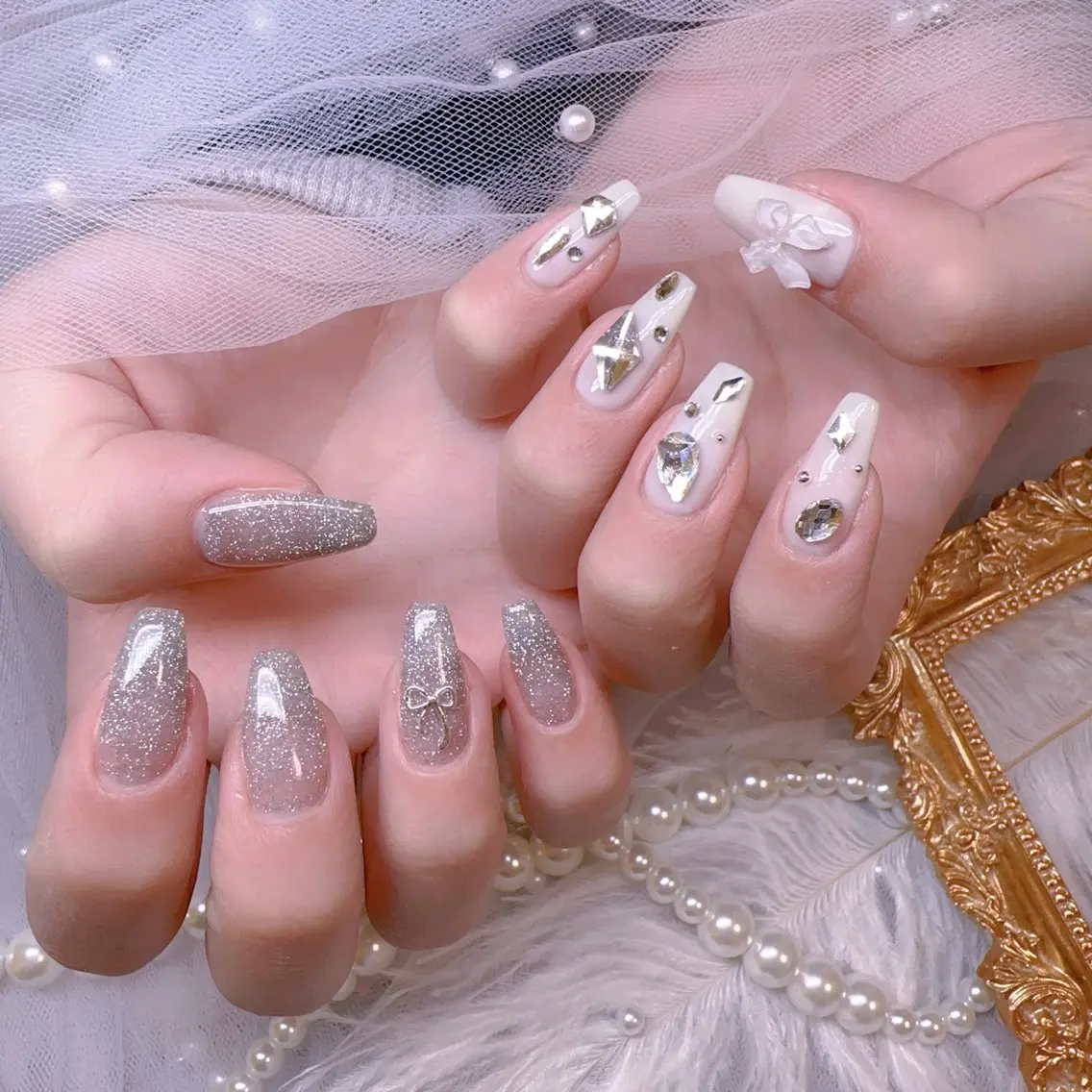 ネイル オーロラネイル フットネイル 韓国ネイル ラメ(グリッター) ラメグラデーション ハンドネイル Belle nail salon 新小岩のネイルデザイン