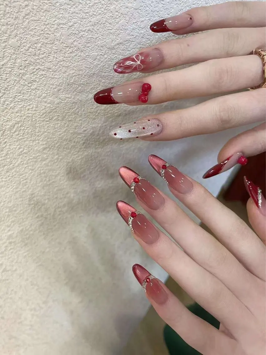ネイル フラワーネイル フレンチネイル ジェルネイル ガラスフレンチ ハート ハンドネイル BabyYouMi nailのネイルデザイン