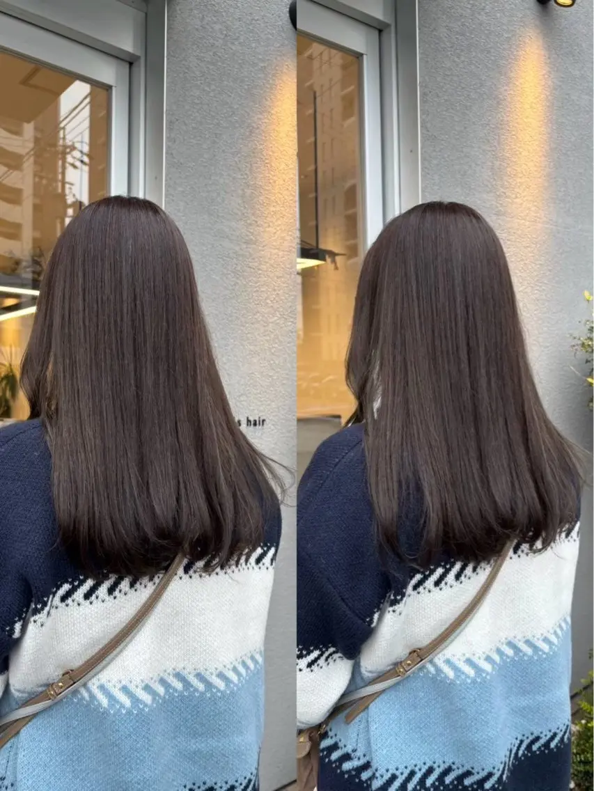 ロング カラー アッシュ ベージュカラー ハイライトカラー ハイライト カット ヘアカラー トリートメント RINNO🌷透明感 カラー/髪質改善のヘアスタイル