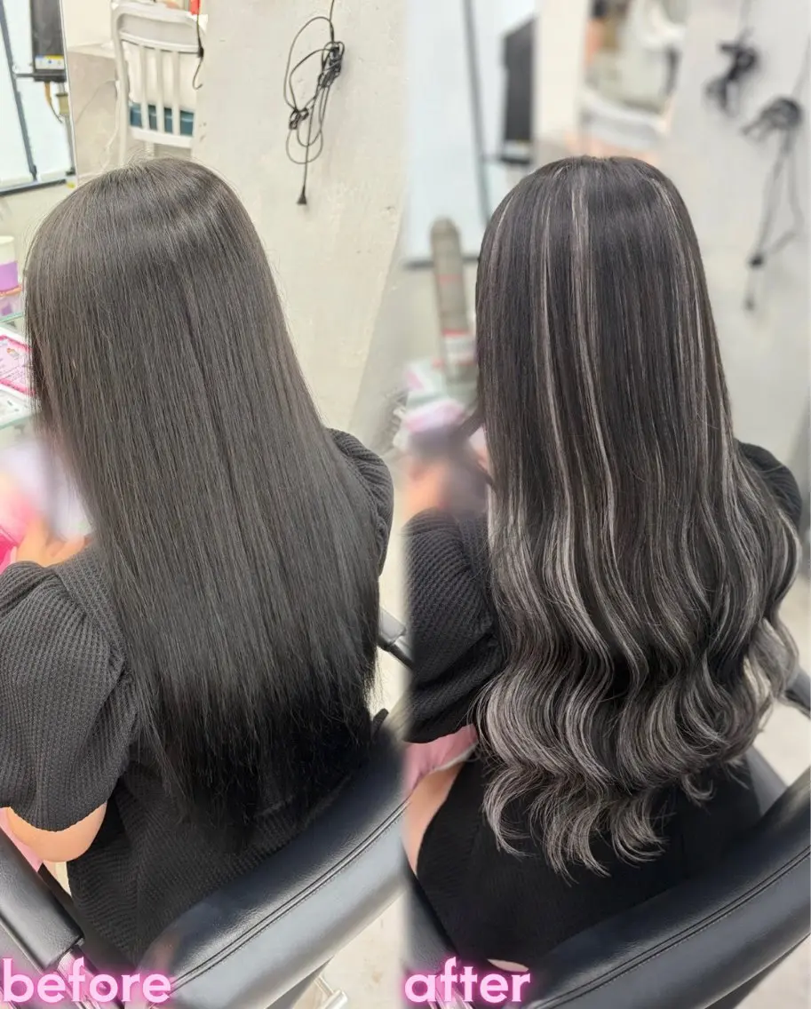 ロング エクステ ハイライト エクステ エクステ￤ツヤカラー ￤アレンジ🖤桃覇のヘアスタイル