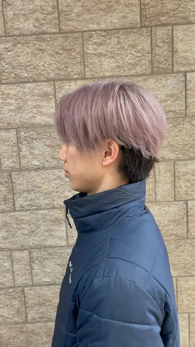 ショート カラー メンズ メンズブリーチ ブリーチ ピンクカラー ホワイトピンク ヘアカラー 東條 克義のヘアスタイル