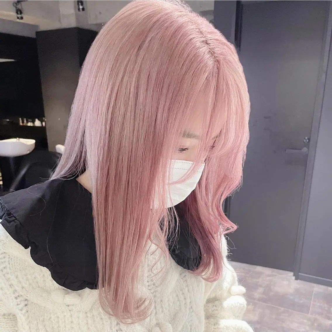セミロング カラー ピンクカラー ヘアカラー トリートメント ✨MiL✨ ✨心斎橋✨のヘアスタイル