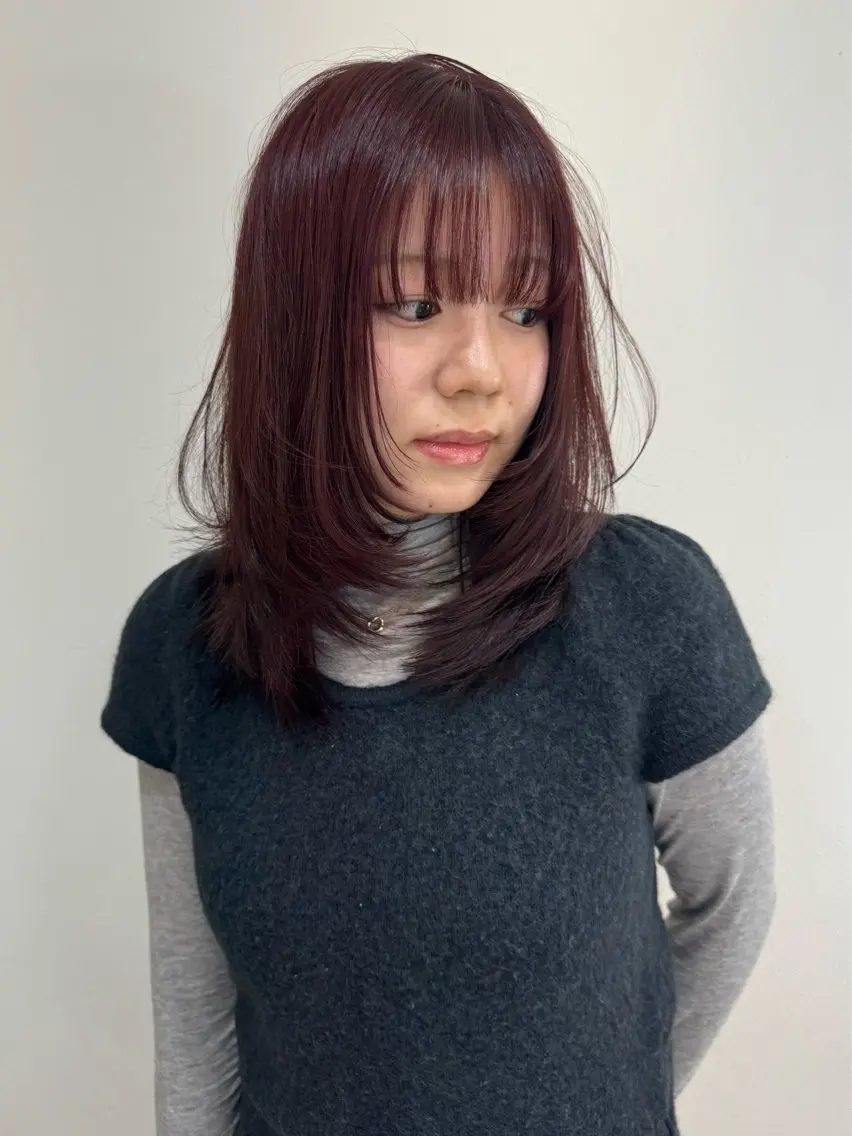 ミディアム カラー カット ヘアカラー トリートメント 似合わせhair /モガミユナ🎀のヘアスタイル