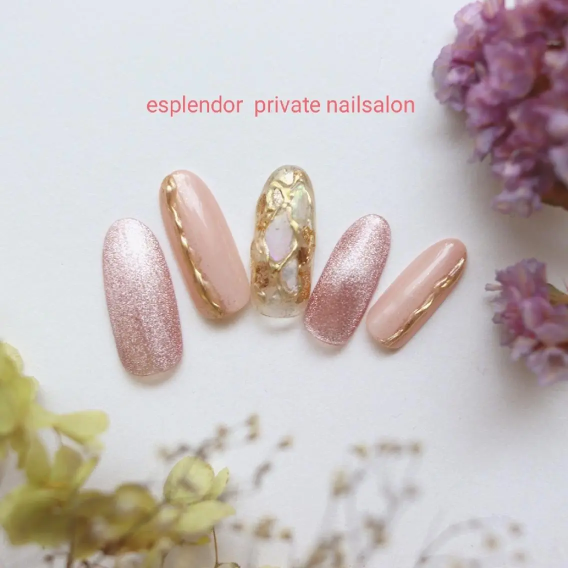 ネイル マグネットネイル オフィスネイル ピンク esplendor  小野寺のネイルデザイン