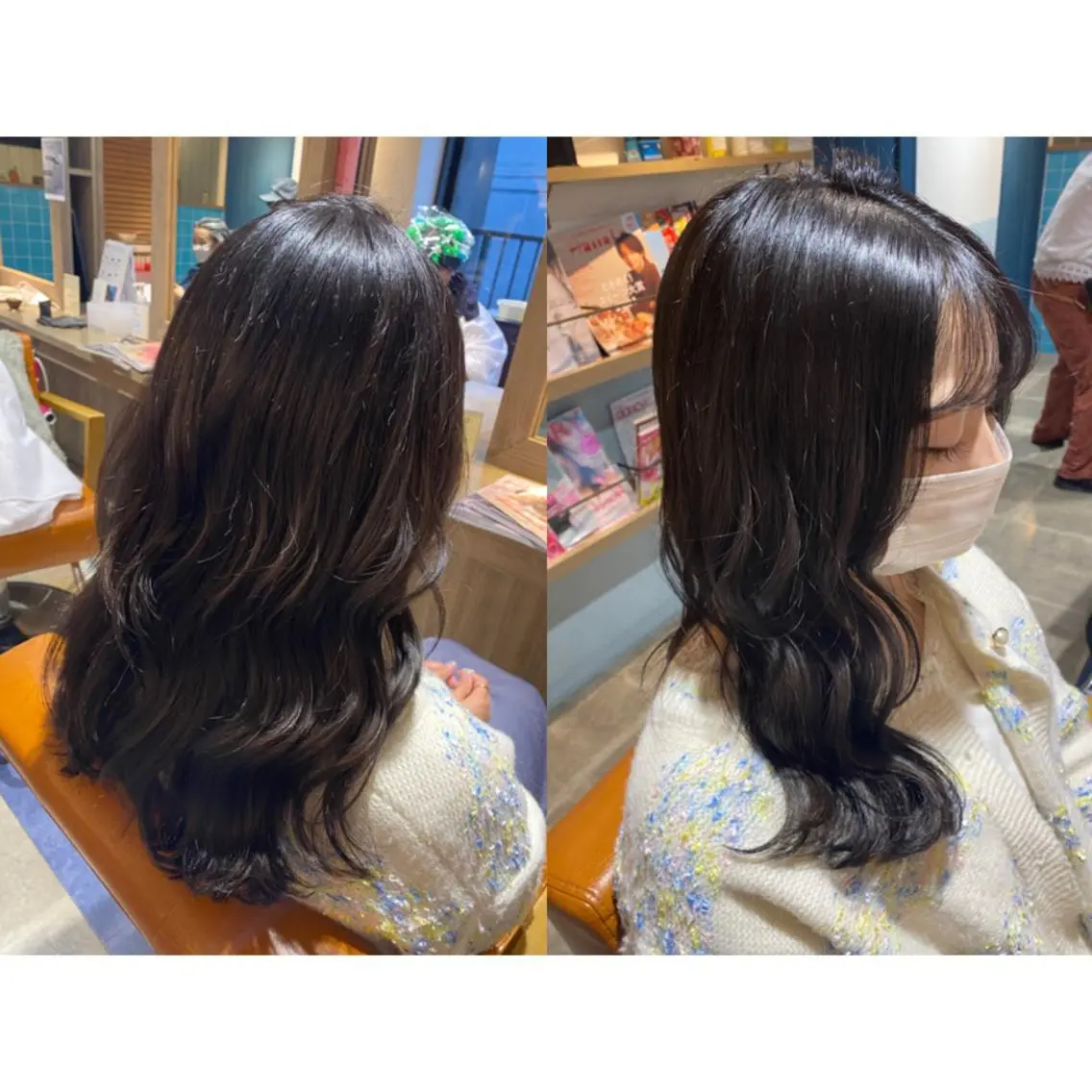 カラー 黒髪 🩵盛れる顔周り/ 艶カラーemi🩵のヘアスタイル