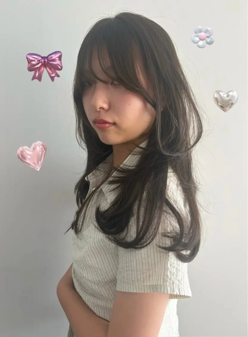 セミロング カラー カット ヘアカラー ♡tomo♡ 岐阜レイヤーカットのヘアスタイル