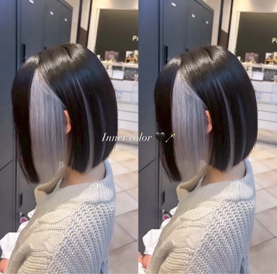 ミディアム カラー ワンレンボブ ショートボブ ベージュカラー ブリーチ ケアブリーチ 🥀髪質改善/ 透明感🥀ユイキのヘアスタイル