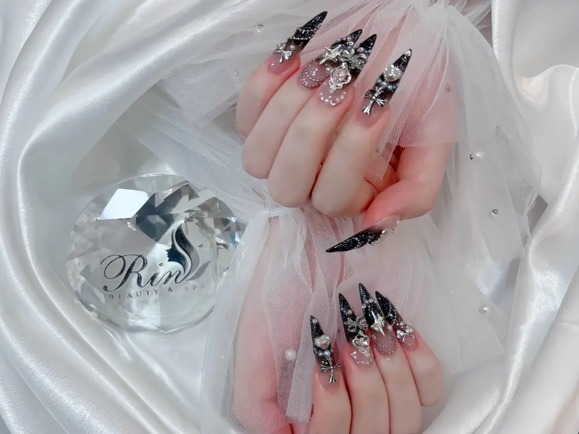 ネイル ブルー ジェルネイル ガーリー グラデーション グリーン ハンドネイル Rin Nail 新大久保店のネイルデザイン