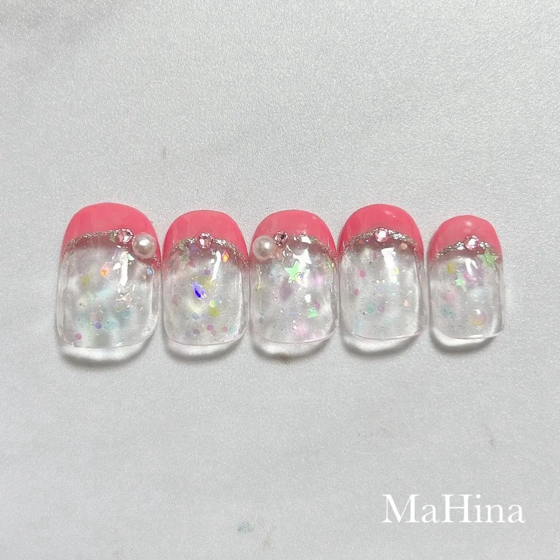 ネイル フレンチネイル キラキラネイル ハンドネイル Le Vernis MaHina・まひなのネイルデザイン