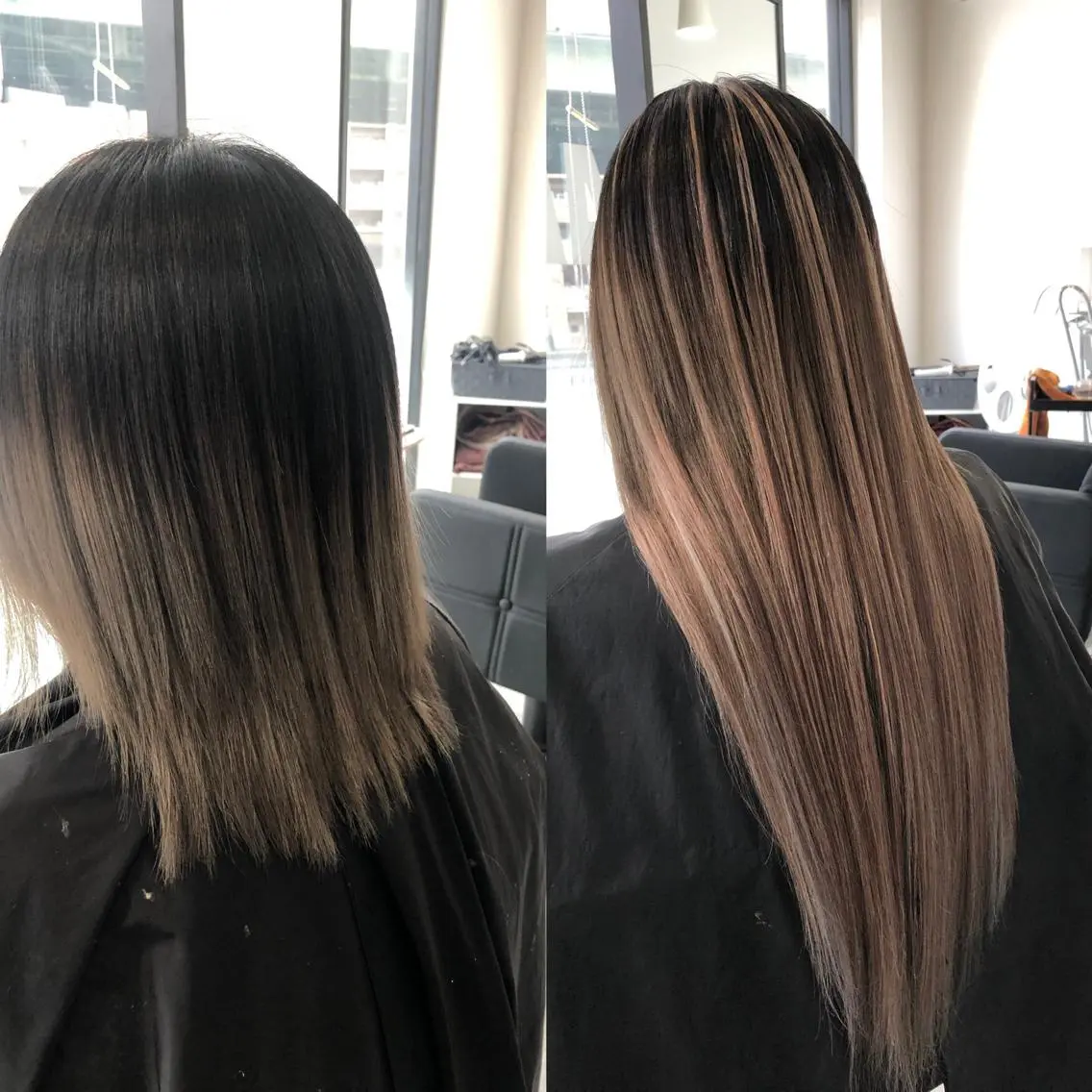 ロング カラー ヘアアレンジ シールエクステ バレイヤージュ ブリーチ ブルーカラー ブラウンカラー レイヤー/エクステ alpha下妻のヘアスタイル