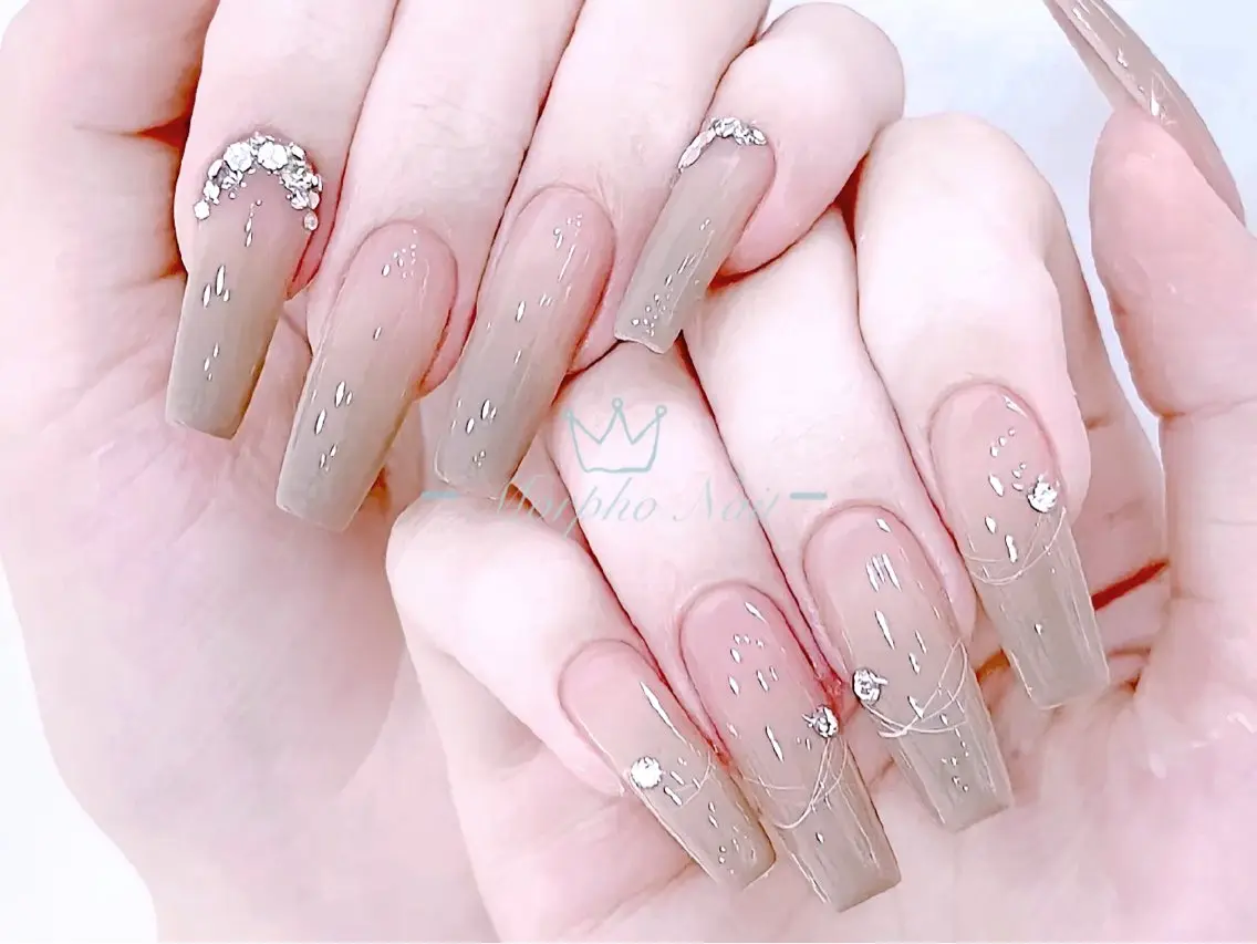 ネイル 長さ出し ジェルネイル キラキラネイル 大理石ネイル(マーブル) ニュアンスネイル ハンドネイル Morpho nailのネイルデザイン
