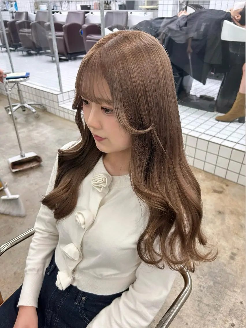 ロング カラー ヘアカラー トリートメント 🌷ラベンダーピンク 顔まわり🌷ねいろのヘアスタイル