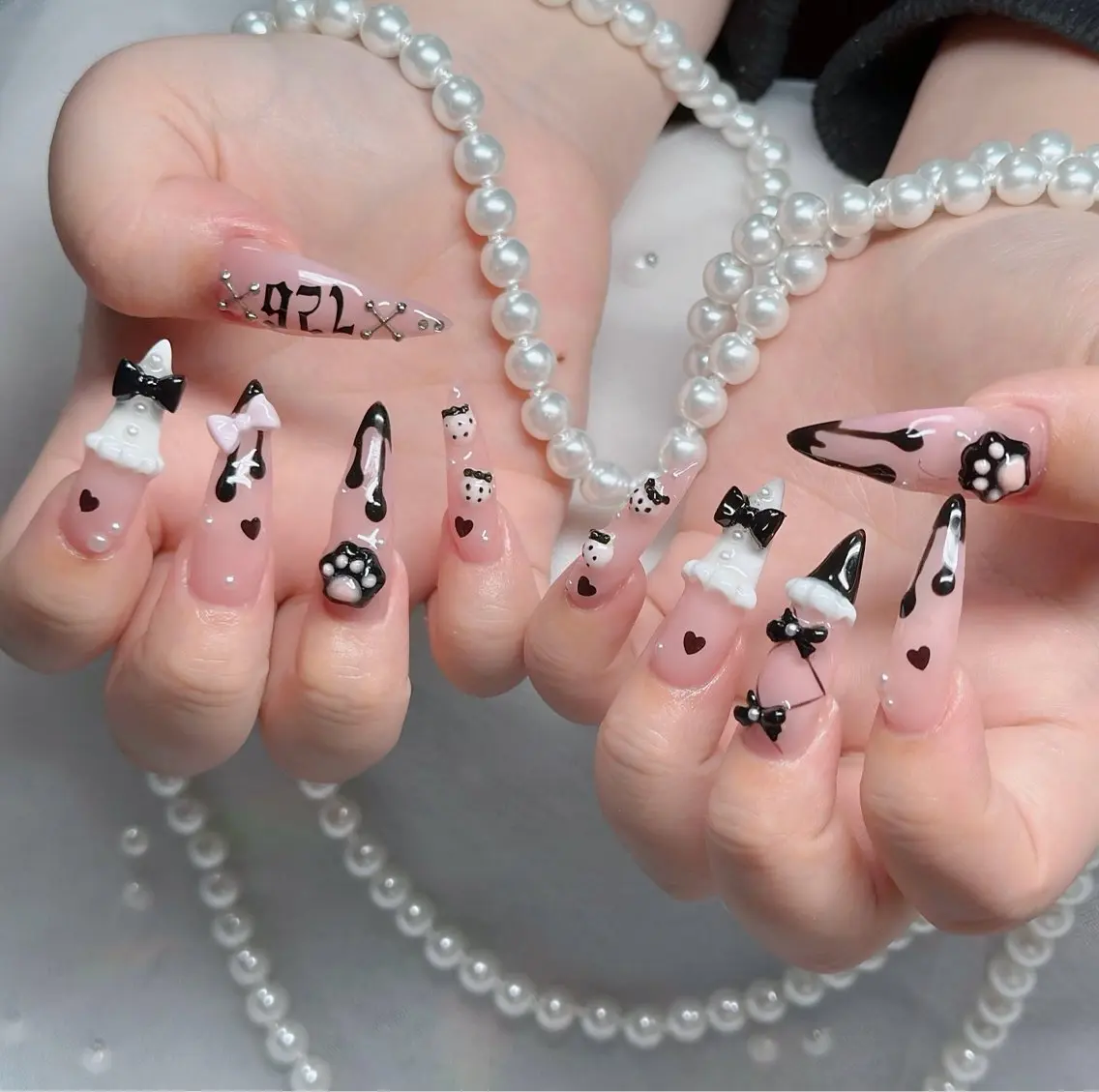 ネイル ハート キラキラネイル リボン ハンドネイル キノコ H.babynailのネイルデザイン