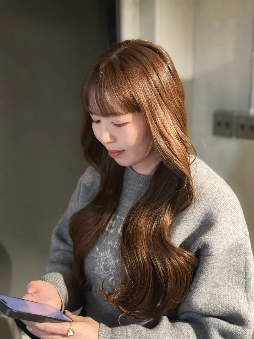 セミロング カラー ヘアカラー ANJU/上品カラー /似合わせカラー💖のヘアスタイル