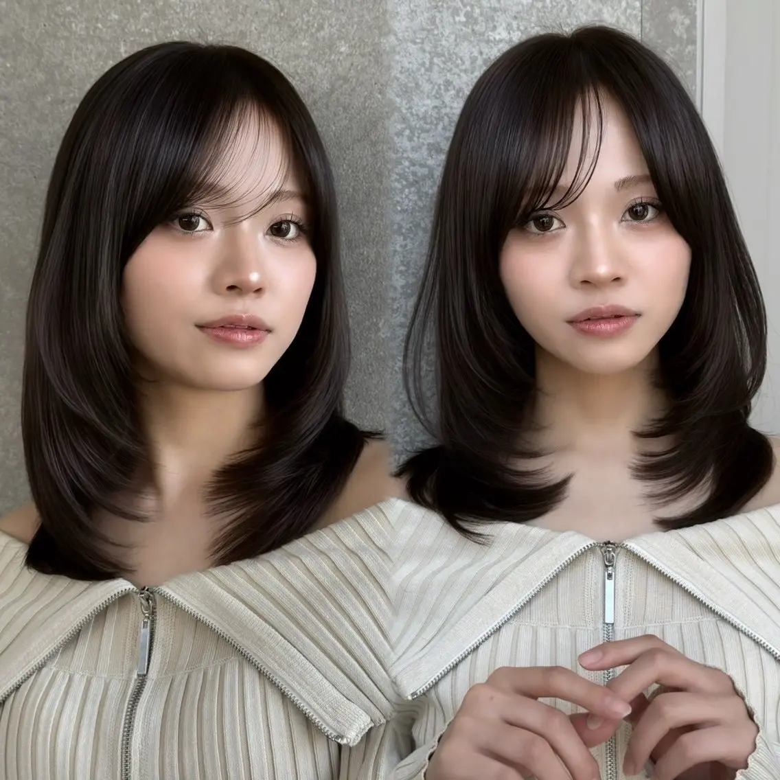 ロング カット ヘアカラー レイヤー/韓国ヘア /顔まわり/サラのヘアスタイル