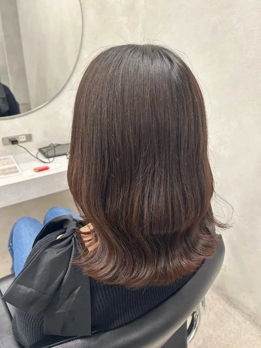 ミディアム ヘアカラー 🎀HARU/ボブ/ セット/赤み消し🫧のヘアスタイル