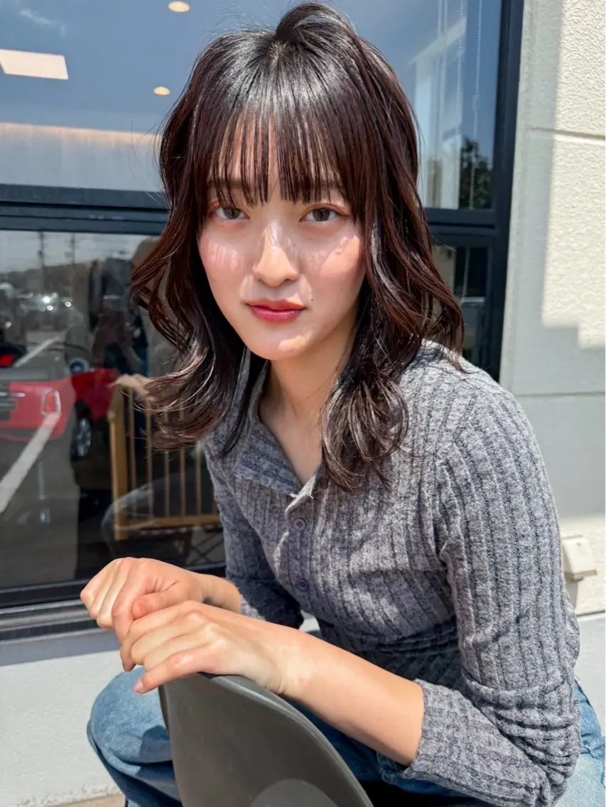 セミロング カラー ブラウンカラー チョコレートブラウン 髪質改善|レイヤー| 三宅星哉のヘアスタイル