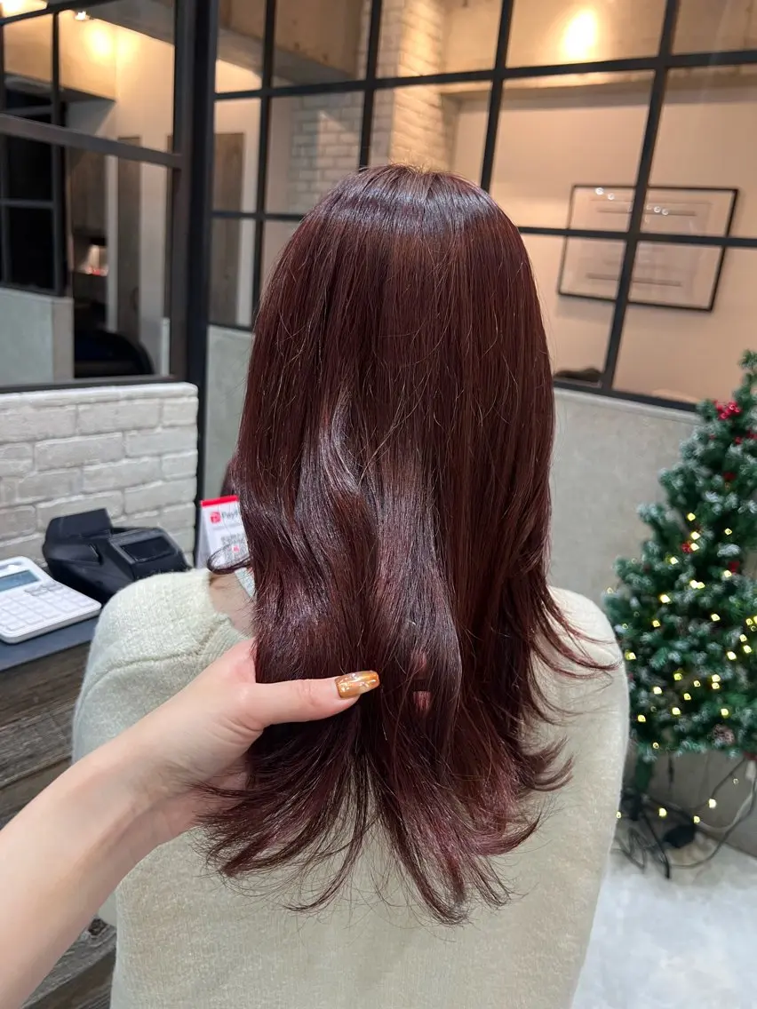 セミロング カラー ボルドーカラー カット ヘアカラー トリートメント 🌿ニュアンス/髪質 改善🌿Fukudaのヘアスタイル