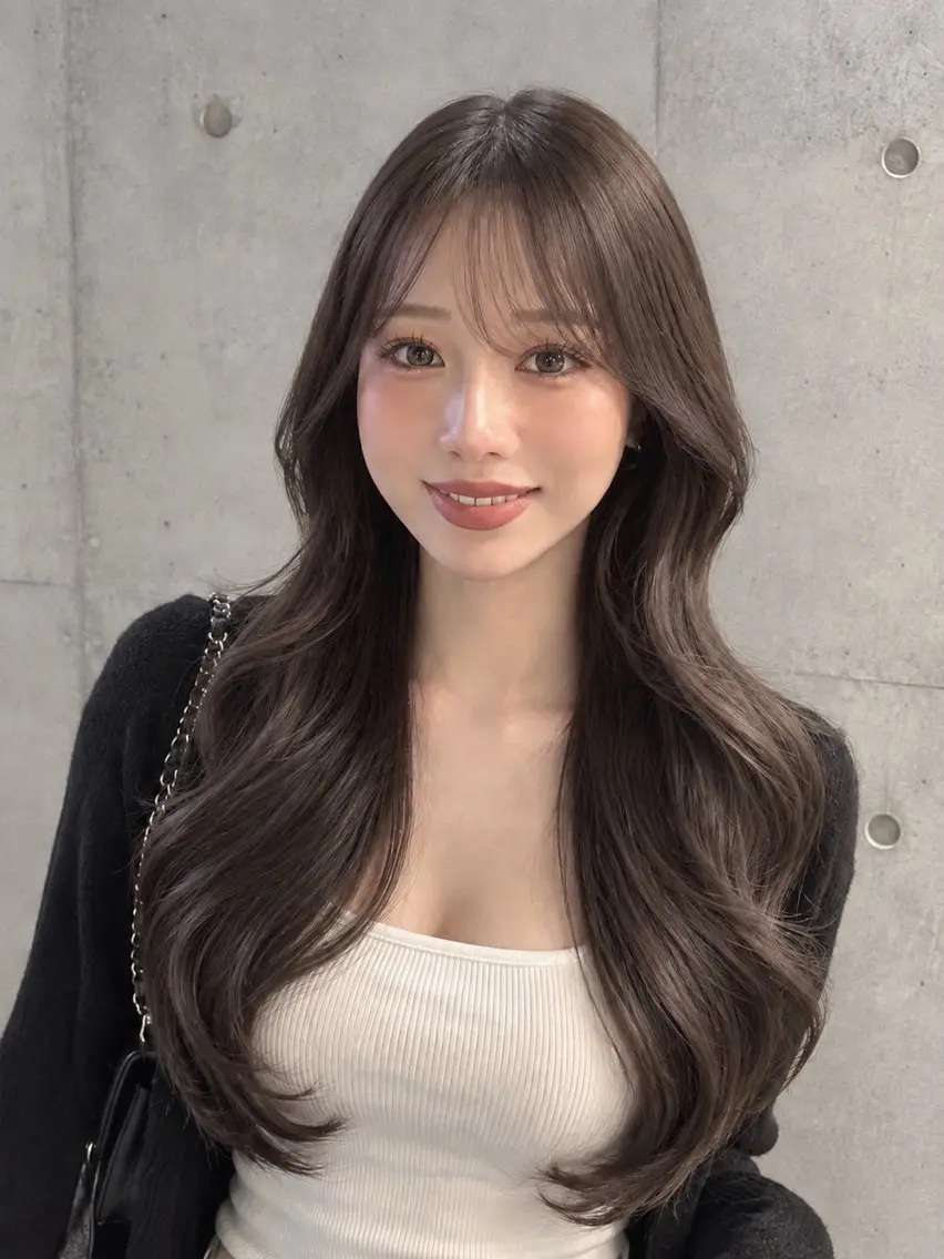 ロング 顔まわりレイヤー レイヤーカット 似合わせカット ゆうとレイヤーカット ショートカットパーマのヘアスタイル