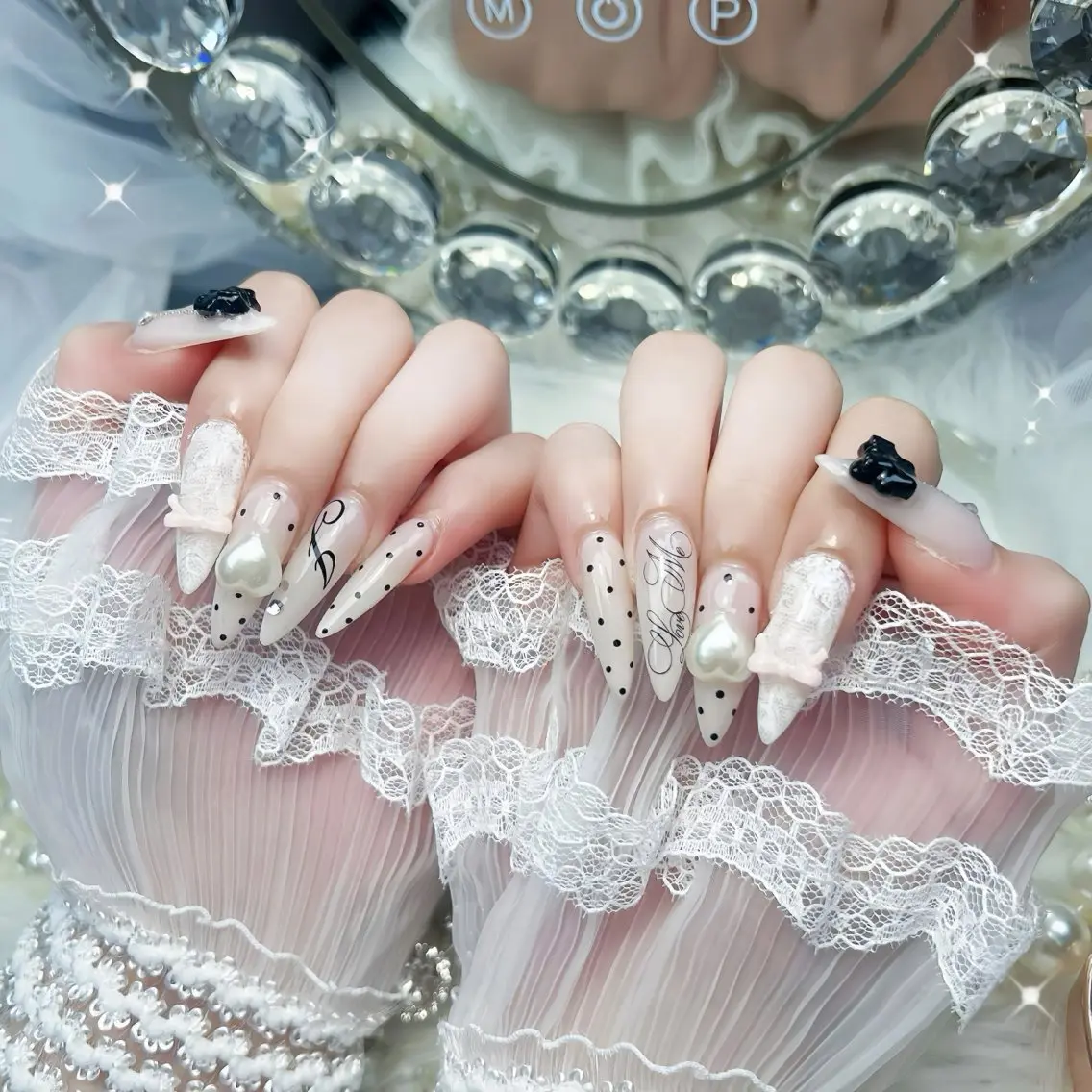 🎀 【SNS人気】チップ長さだし韓国風リボン×レースネイルやり放題💅🉐の写真