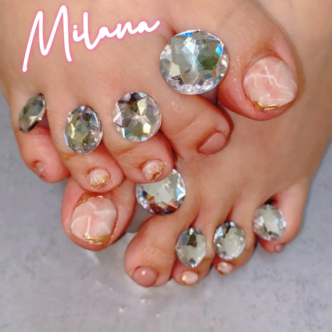 ネイル フットネイル 大理石ネイル(マーブル) フットネイル Milana （研修生メニュー）のネイルデザイン