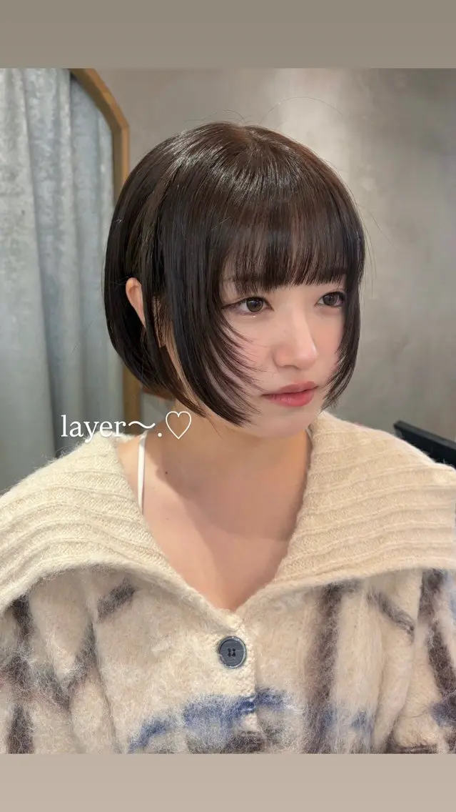 ショート カット ヘアカラー トリートメント オリーブベージュ/シ ョートボブたまき🧡のヘアスタイル