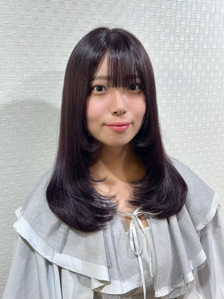 セミロング カラー ヘアアレンジ 姫カット レイヤーカット 柔らか垢抜けｶﾗｰと ｶｯﾄ🫧ASUKAのヘアスタイル