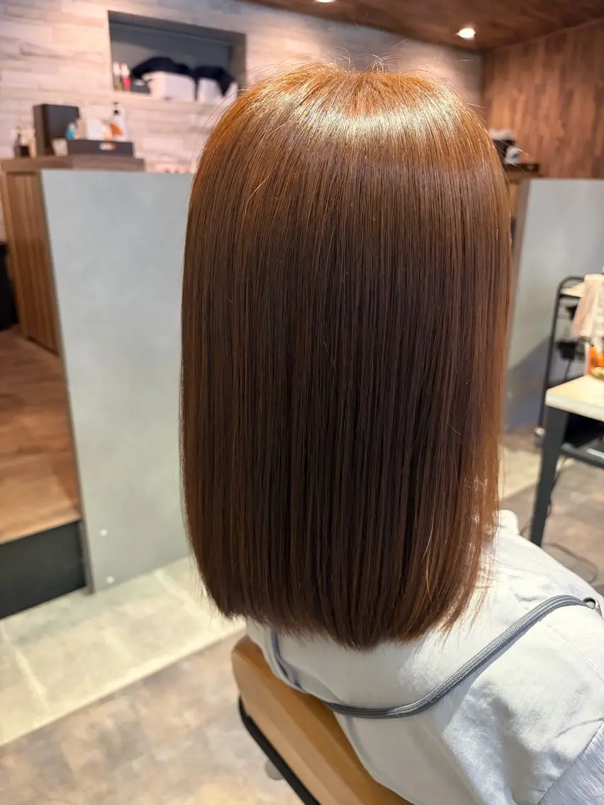 ミディアム カラー ダブルカラー 縮毛矯正 ヘアカラー トリートメント ✨縮毛矯正モデル✨ RURUのヘアスタイル