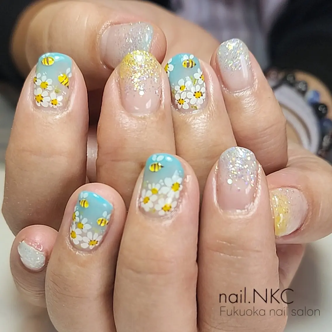 ネイル フラワーネイル ショートネイル ハンドネイル nail.NKC ネイルエヌケーシーのネイルデザイン