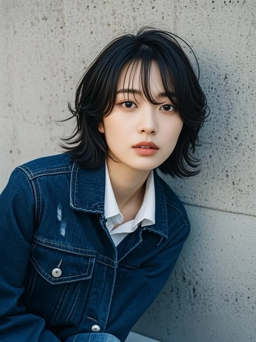 ミディアム ショートボブ ミディアムレイヤー ミディアムパーマ アッシュ ボブ カット ヘアカラー ウルフカット 811 大阪梅田 ウルフのヘアスタイル