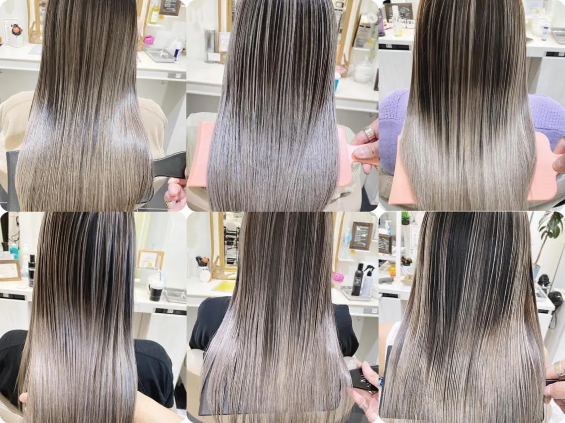 セミロング カラー 髪質改善 ヘアカラー トリートメント 尾﨑 春華のヘアスタイル
