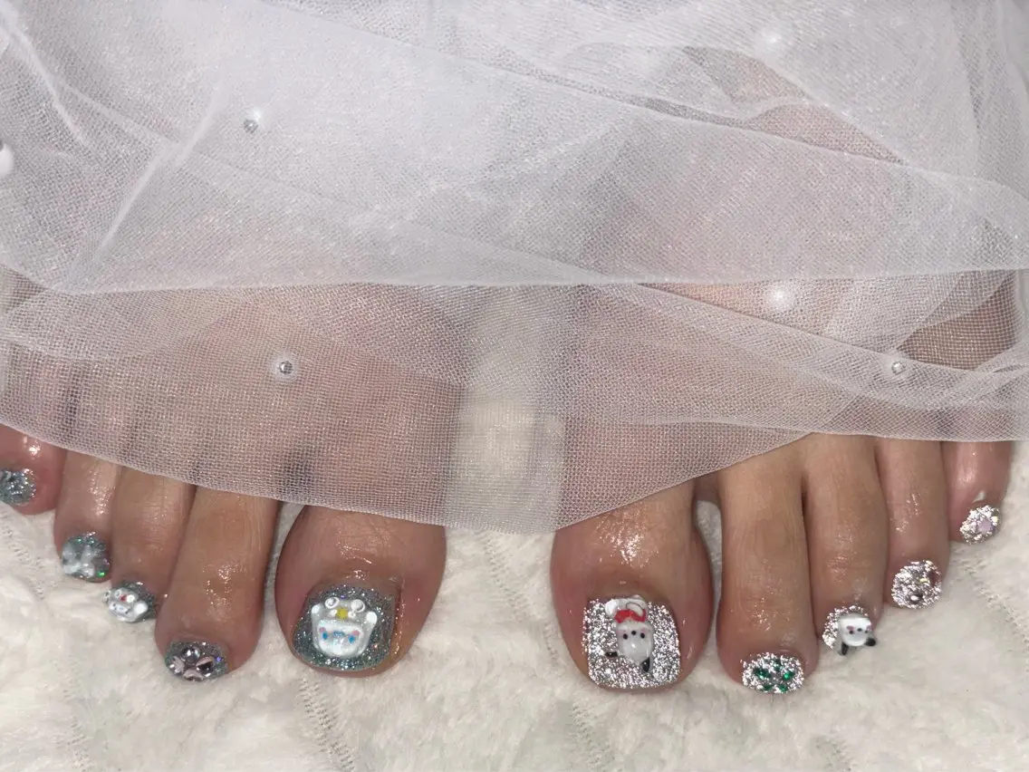 ネイル フラッシュネイル ラメ(グリッター) フットネイル nail salon はるりのネイルデザイン