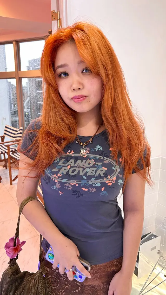 セミロング カラー ブラウンカラー ダブルカラー オレンジ オレンジブラウン ヘアカラー トリートメント レイン🌏🌱 似合わせ/ハイトーンのヘアスタイル