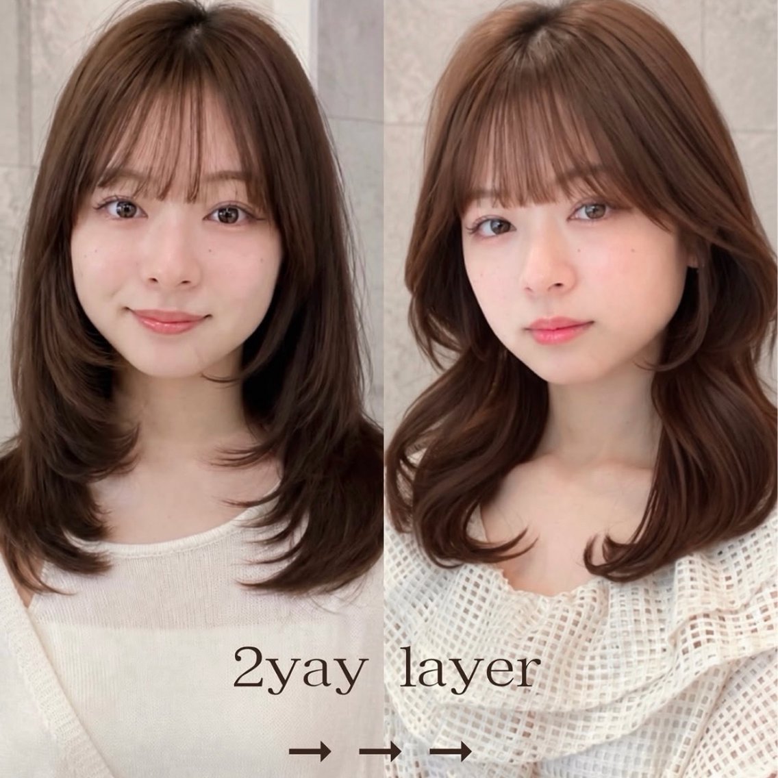 ミディアム カット トリートメント ミディアムレイヤー 🧺艶カラー🤎原宿のヘアスタイル