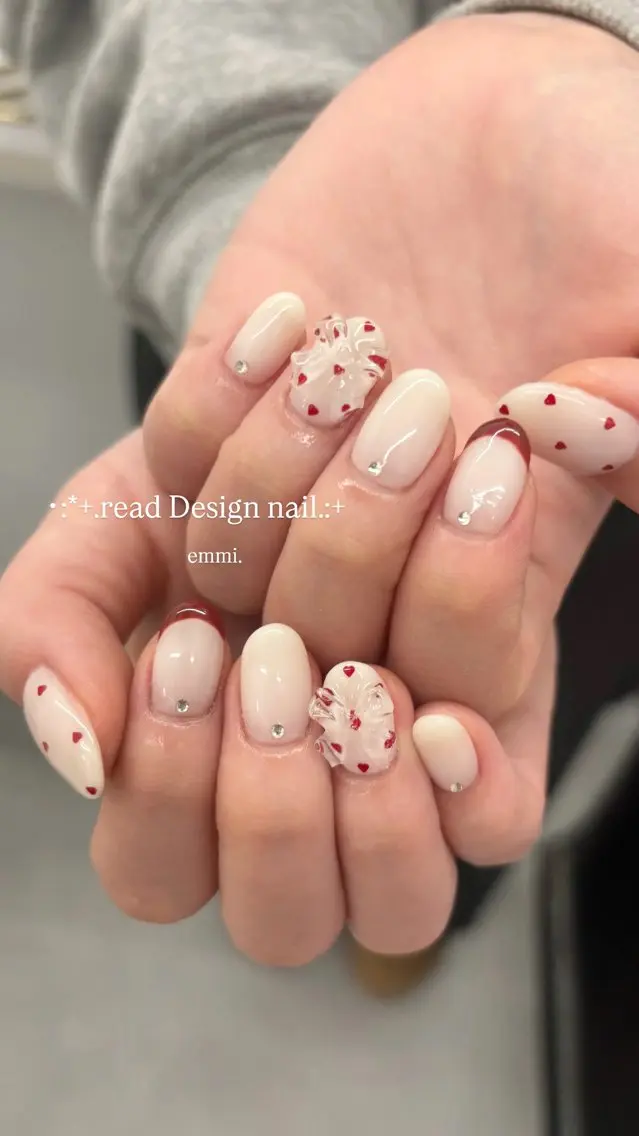 ネイル ドット ハート ハンドネイル emmi nailのネイルデザイン