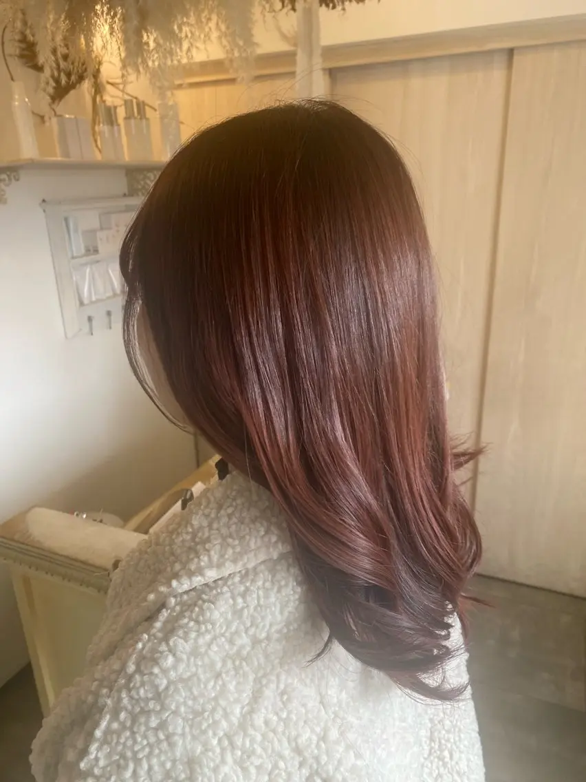 セミロング カラー ベージュカラー ピンクカラー ピンクベージュ ヘアカラー トリートメント maya マヤのヘアスタイル