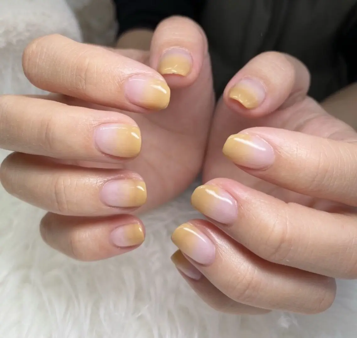 ジェルネイルハンドカラーグラデーションorラメワンカラー ¥3,980の写真