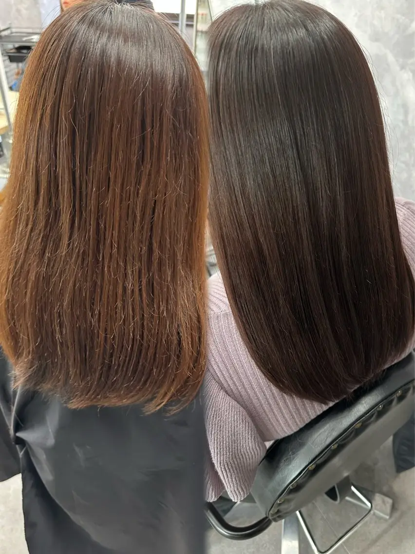 セミロング カット 縮毛矯正 トリートメント 艶髪、髪質改善 富田隼仁のヘアスタイル